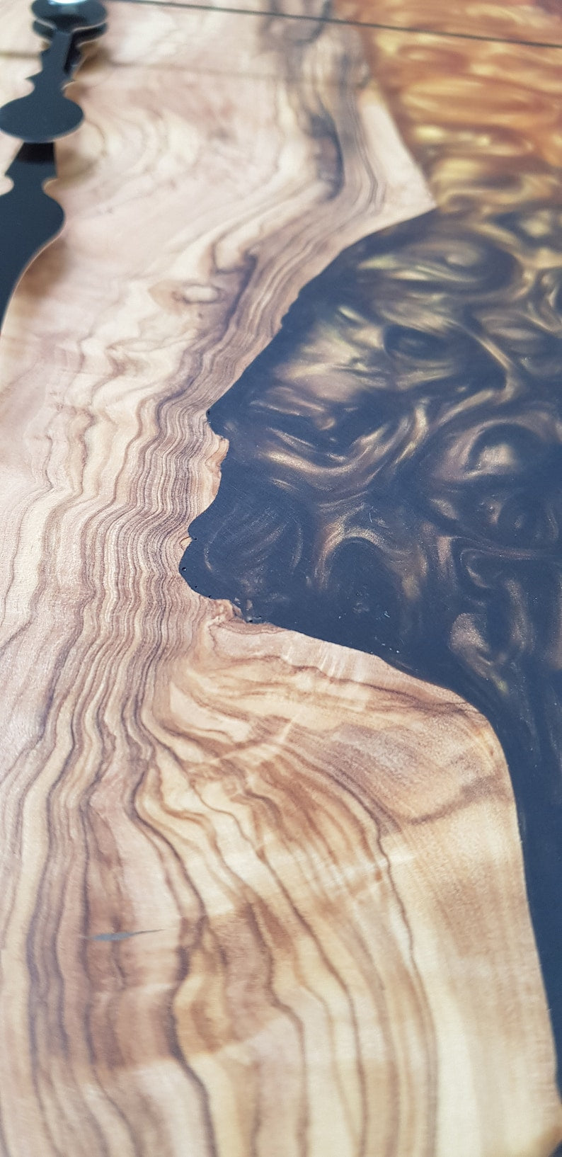 Custom Made Resin & Olive Wood Wall Clock, Custom Build, Personalized Wall Clock, Home gift, Gift for her and him