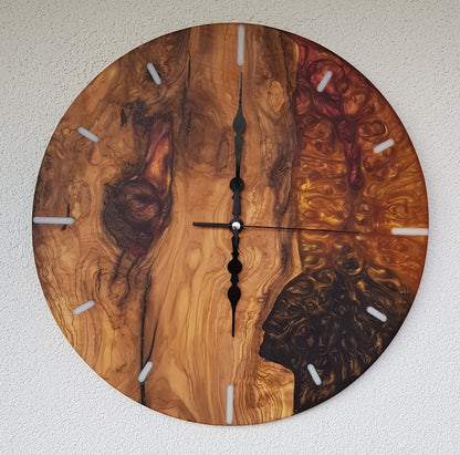 Custom Made Resin & Olive Wood Wall Clock, Custom Build, Personalized Wall Clock, Home gift, Gift for her and him
