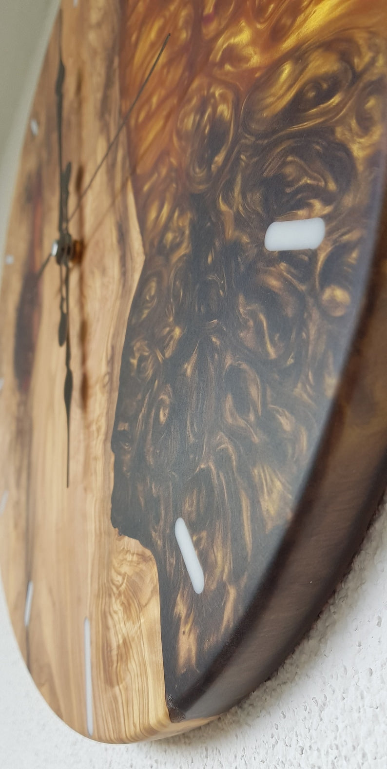 Custom Made Resin & Olive Wood Wall Clock, Custom Build, Personalized Wall Clock, Home gift, Gift for her and him