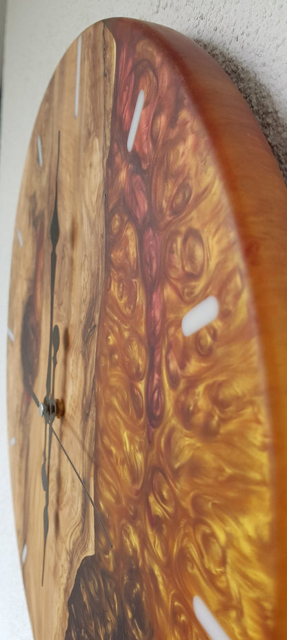 Custom Made Resin & Olive Wood Wall Clock, Custom Build, Personalized Wall Clock, Home gift, Gift for her and him