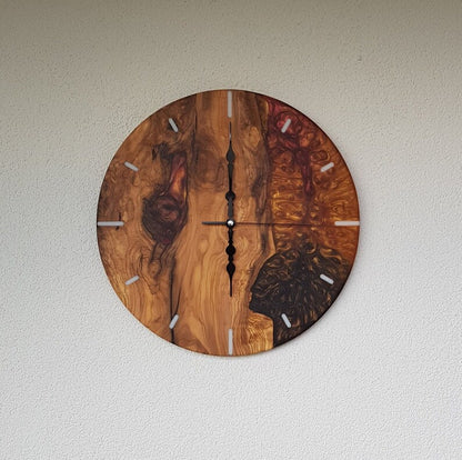 Custom Made Resin & Olive Wood Wall Clock, Custom Build, Personalized Wall Clock, Home gift, Gift for her and him