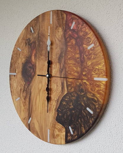 Custom Made Resin & Olive Wood Wall Clock, Custom Build, Personalized Wall Clock, Home gift, Gift for her and him