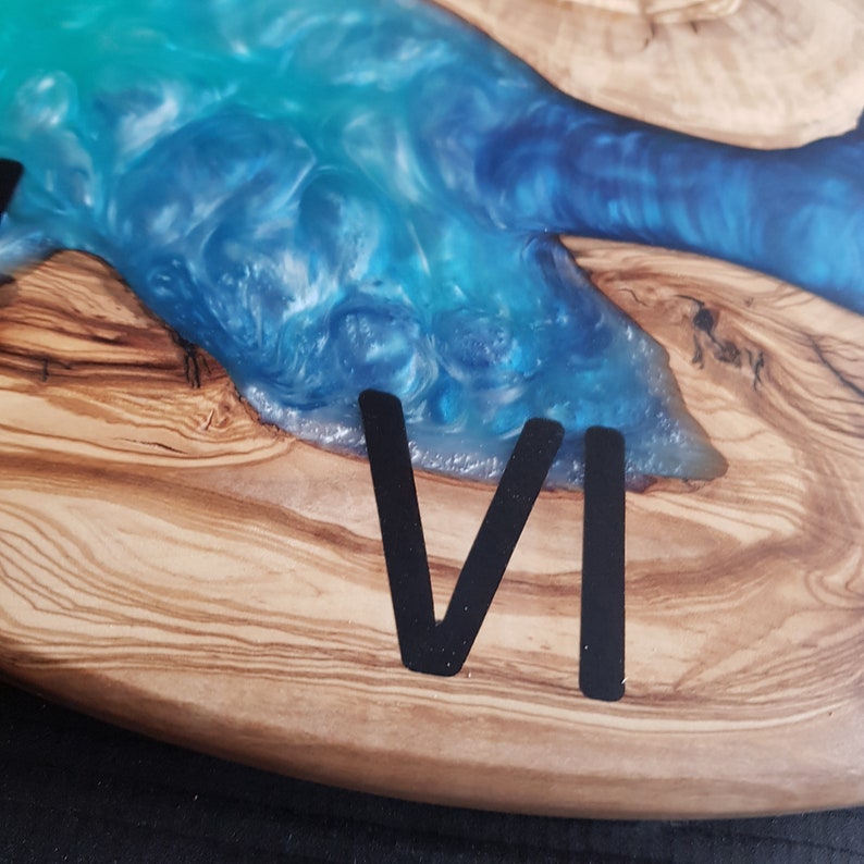 Custom Wall Clock Made of Olive Wood, Made to Order Epoxy Resin Wall Clock, Live Edge Wall Clock, FArmhouse Clock, Wooden Wall Clock, Unique